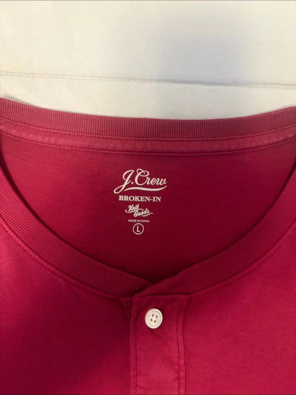 J. Crew Men's Long Sleeve Henley - Burgundy Red